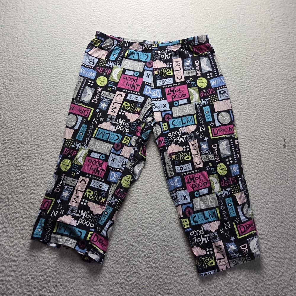 Secret Treasures Pajama Pants Womens L Multicolor Graphic Jersey Capri Sleepwear
